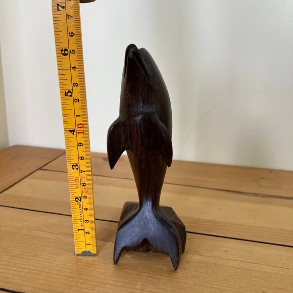 Iron Wood Dolphin Carved Wooden Figurine Vintage Ironwood Statue - Picture 2 of 6
